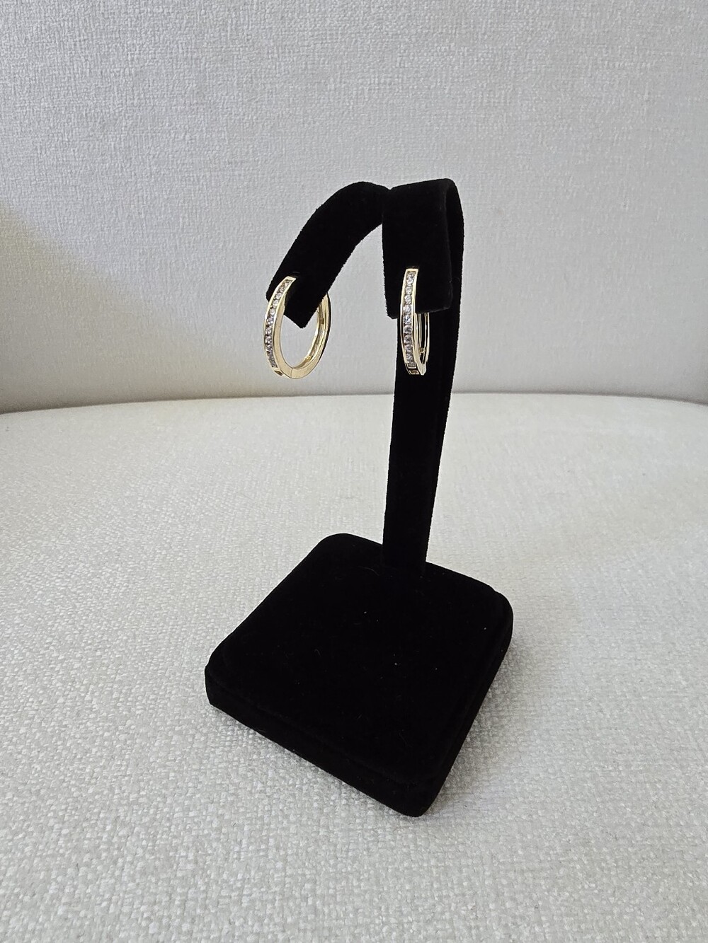 NWOT Gold Over 925 Sterling Silver CZ Channel Set Hoop Earrings